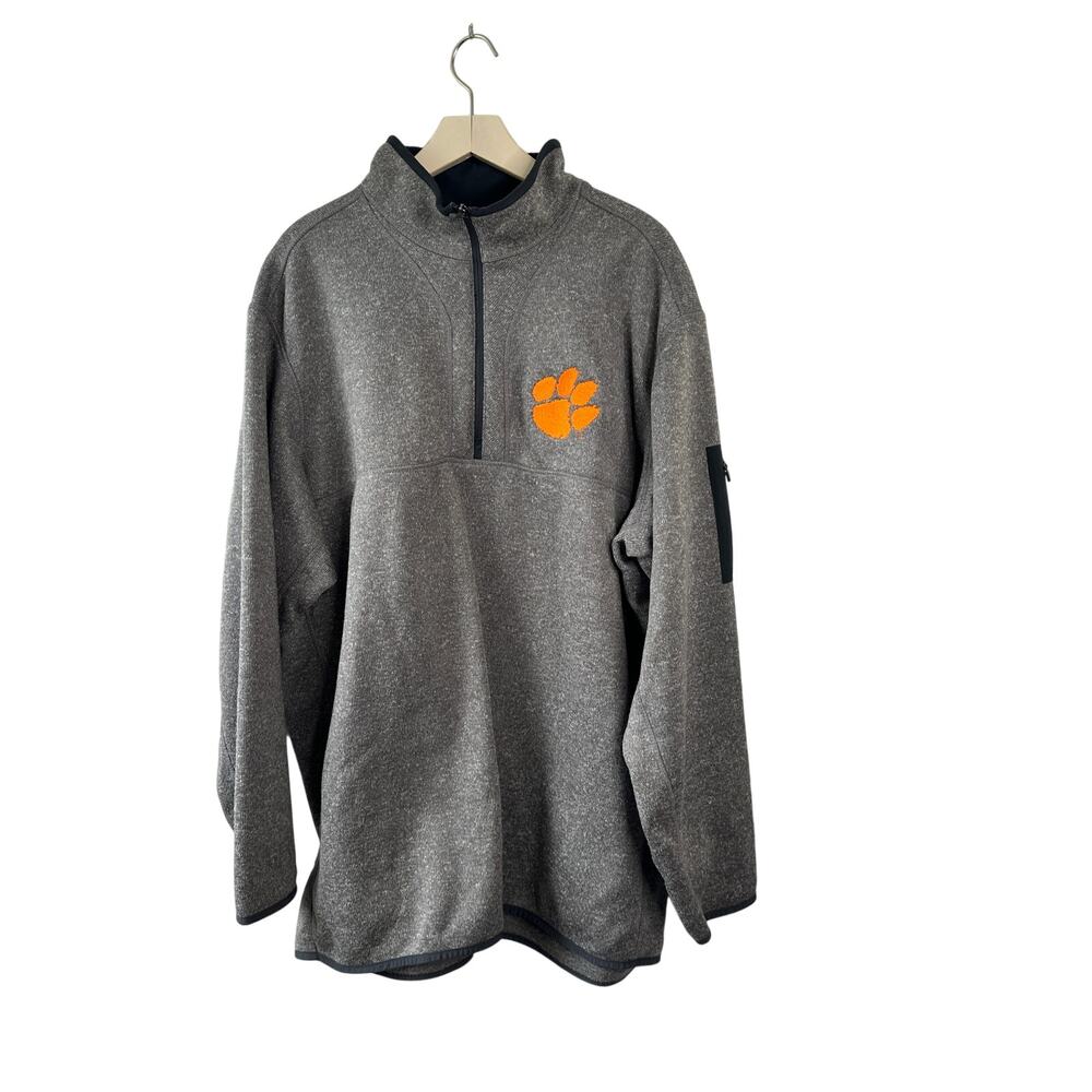 Antigua Clemson University 1/4 Zip Gray Long Sleeve Pullover Shirt Men's 3XL New